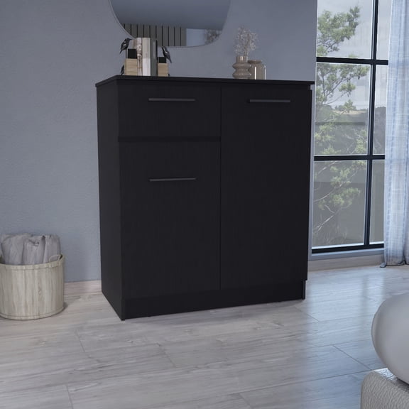Black Dresser with Drawer and 2-Door Storage / Compact Design for Rooms