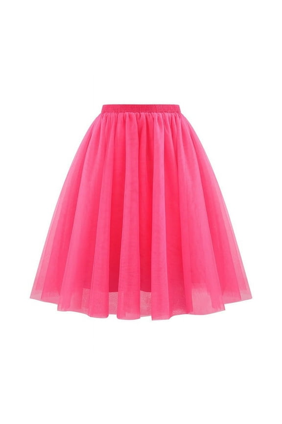 Black Dresses for Women Viikei Lace Skirt with Sheer Panels,Ladies' Star Spring/Summer High Waist Puff Skirt Cake Half Length Skirt Mesh Yarn Skirt Hot Pink XXL