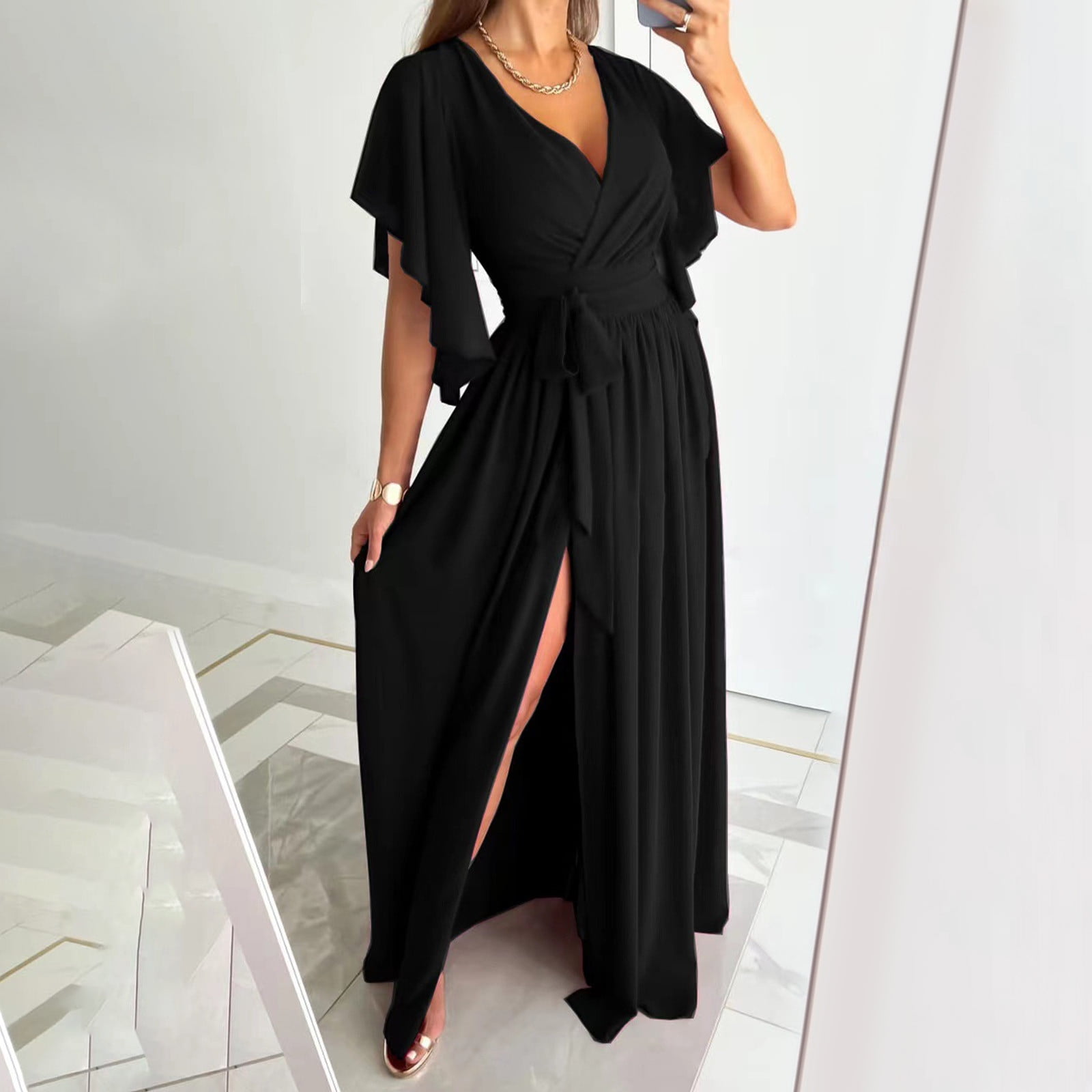 V-neck short sleeved dress 4390 V-neck short sleeved dress 4390