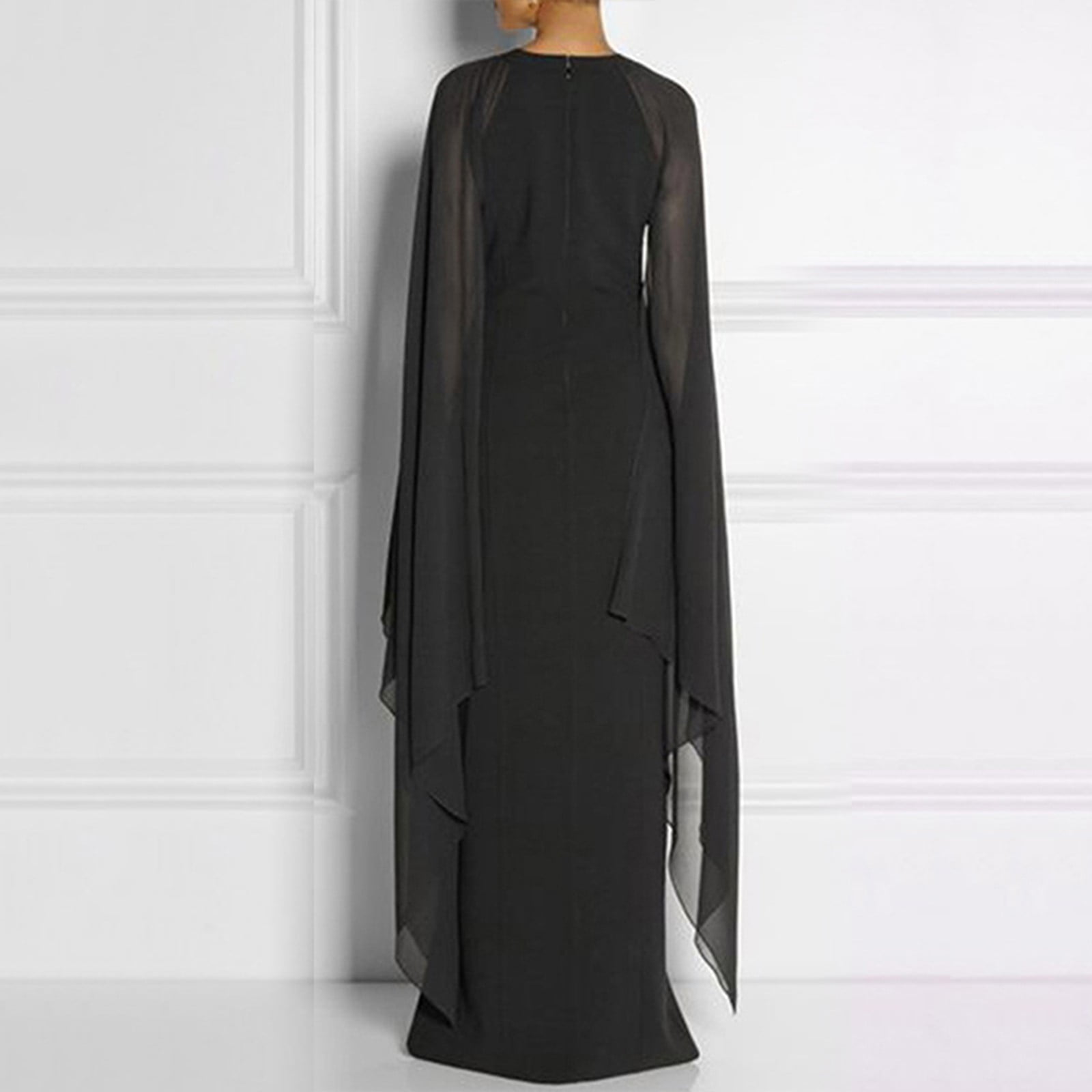 Black Dresses for Women 2024 Womens Dress Deep Slim Waist Solid Split ...