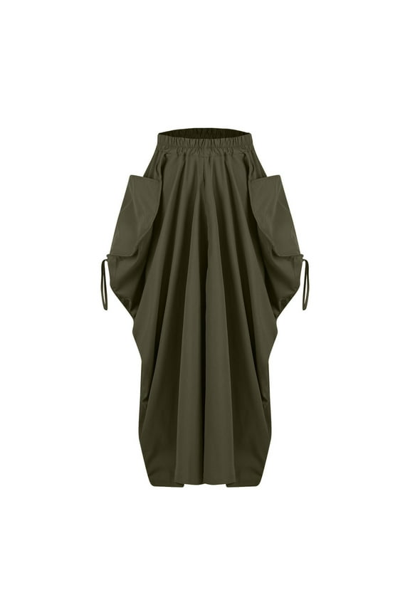 Black Dresses for Women Viikei Lace Skirt with Sheer Panels,Women's Bohemian Style Loose Fitting Casual High Waisted Half Length Skirt Army Green S