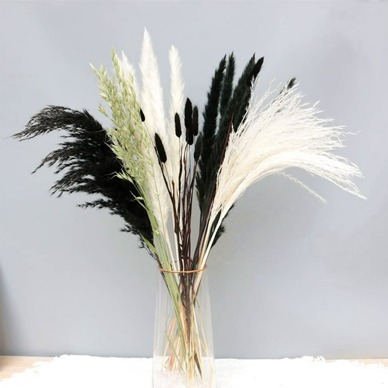 dallisten 43 Fake Dried Pampas Grass, 3 Pcs Natural Fluffy Black Faux  Pompous Grass, Tall Artificial Pampas Grass Boho Decor for Floor  Vase,Wedding