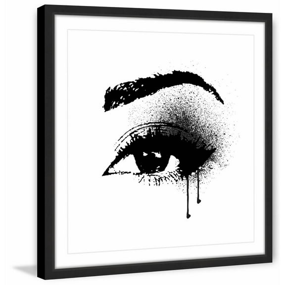 "Black Drip Eye" Framed Painting Print