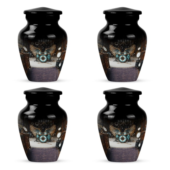 Black Drum Set mini Cremation urn for human ashes - small memorial urns for human ashes 3 inch 4 pcs