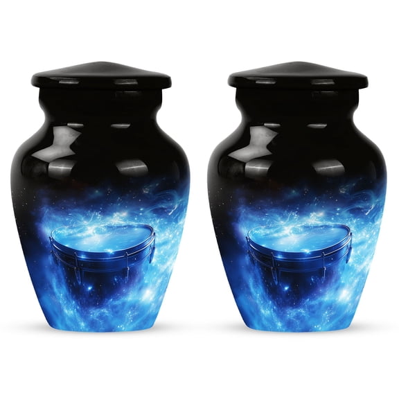 Black Drum Small Urns For Human Ashes Keepsake - Mini Memorial Urn For Human Ashes Mom & Dad 3 Inch 2 Pcs