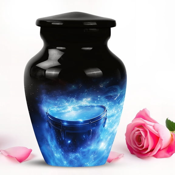 Black Drum urns for ashes adult male - small cremation urn for ashes for women & men 3 inch 1 pcs
