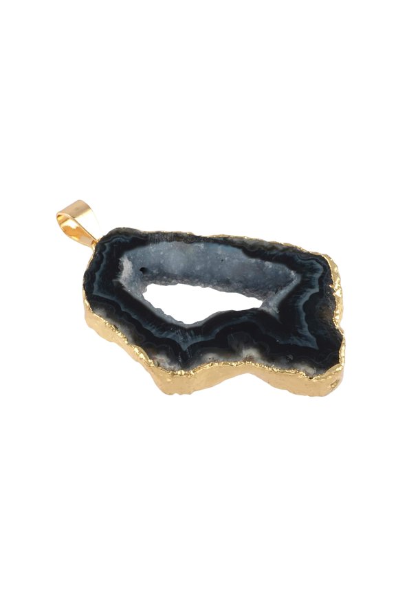 Black Druzy Agate Pendants - Unique Statement Necklace Crafting Supplies, 12 Pack