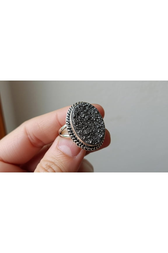 Black Druzy Statement Ring