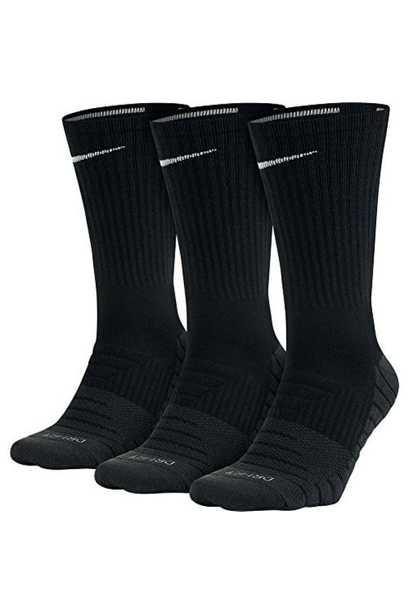Black Dry Cushion Crew Training Socks (3 Pairs) Men Size 8-12