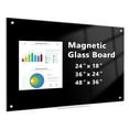 thumbnail image 1 of Black Glass Dry Erase Board 24"x18" Magnetic Glass Board, Framless Black Glass Whiteboard for Wall, Bulletin Board for Office, with Strong Magnets and Marker, 1 of 9