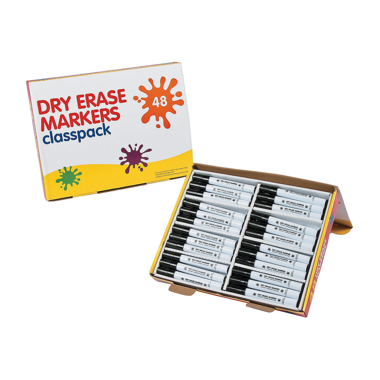 Black Non-Toxic Dry Erase Markers Bulk Pack - 48 Pieces