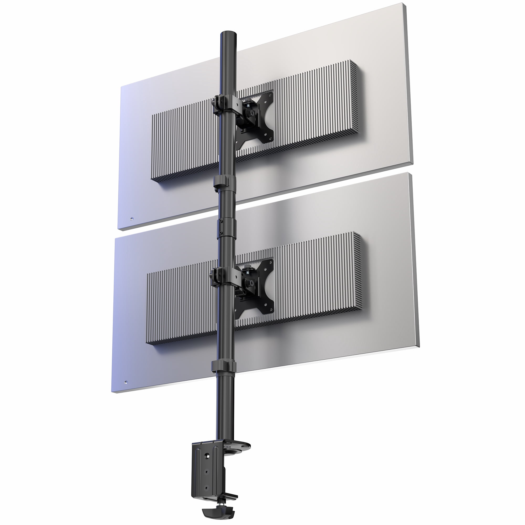Black Dual LCD Monitor Desk Mount Stand, Stacked Vertical 2 Screens up to 34"