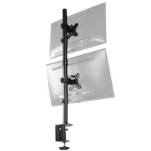 Black Dual LCD Monitor Desk Mount Stand, Stacked Vertical 2 Screens up to 34"