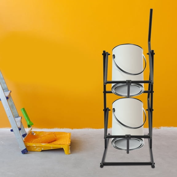 Black Dual Pail Tipper Rack, 20L Dual Bucket Rack, Double Pail Can Tipper for Factories, Warehouses