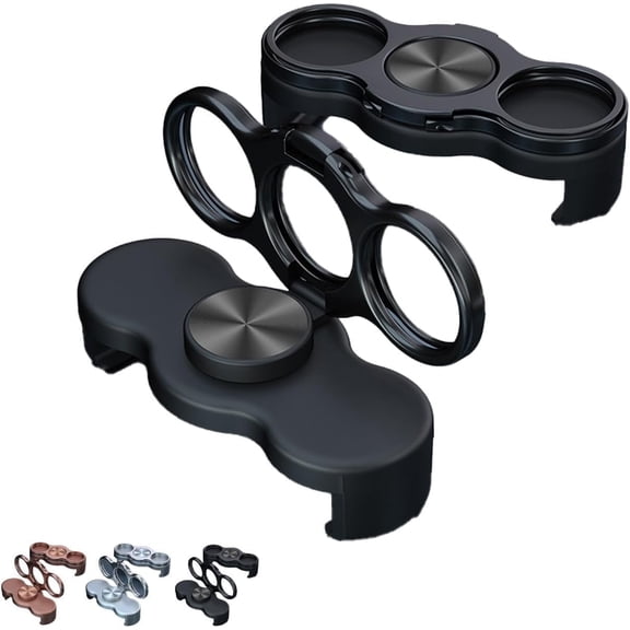 Black Dual-Ring Phone Grip - 3 Finger Back Clip Holder