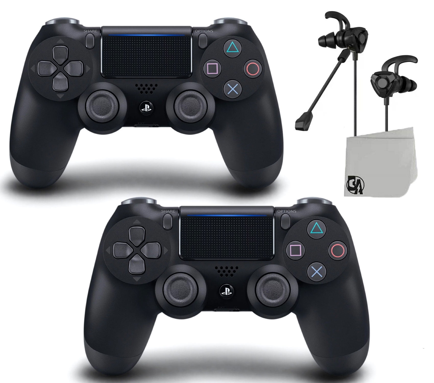 Black DualShock PlayStation 4 Wireless 2 Controller Bundle With Earbuds Like New with BOLT AXTION Walmart