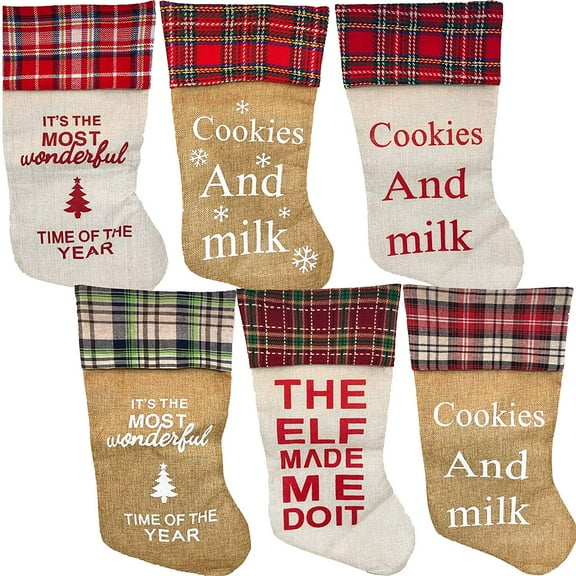 Black Duck Brand 18" Christmas Phrases Holiday Stockings with Hanging Tag (Set of 6)