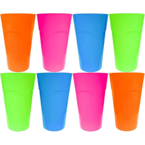 Black Duck Brand 24oz Plastic Tumbler Cups 8pc Set in 4 Bright Colors! BPA Free