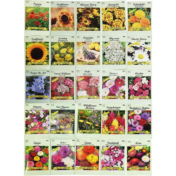 Black Duck Brand 25 Flower Seed Packets, "All Seeds are Heirloom, Flower Seeds
