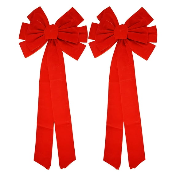 Black Duck Brand 26" x 11.5" Giant Red Velvet Holiday/Christmas Bows (2 Pack)