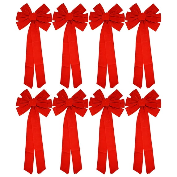 Black Duck Brand 26" x 11.5" Giant Red Velvet Holiday/Christmas Bows (8 Pack)