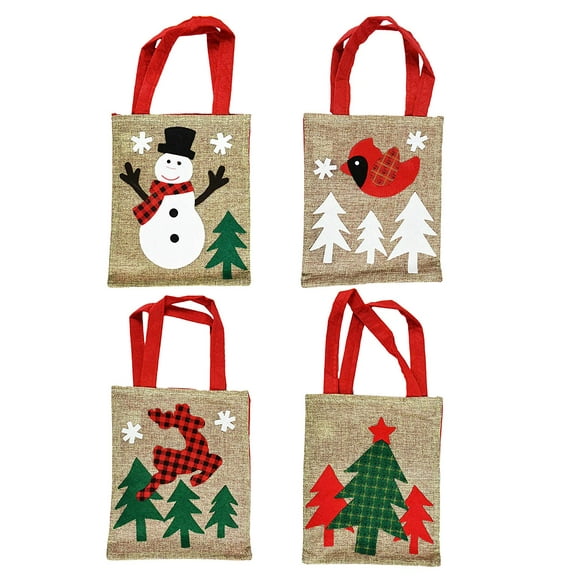 Black Duck Brand Burlap Christmas Treat Bags - Set of 4 - Perfect for Holiday Treats and Gifts! Measures 10inx8in (4 Bags)