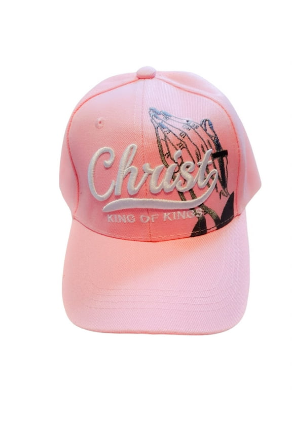 Christ King of Kings 3D Embroidered Jesus Christian Baseball Hat/Cap (Pink)