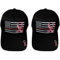 thumbnail image 1 of Black Duck Brand Embroidered - Thin Pink Line - Breast Cancer Awareness Pink Ribbon Adjustable Baseball Hat/Cap (Black - 2 Hat), 1 of 3