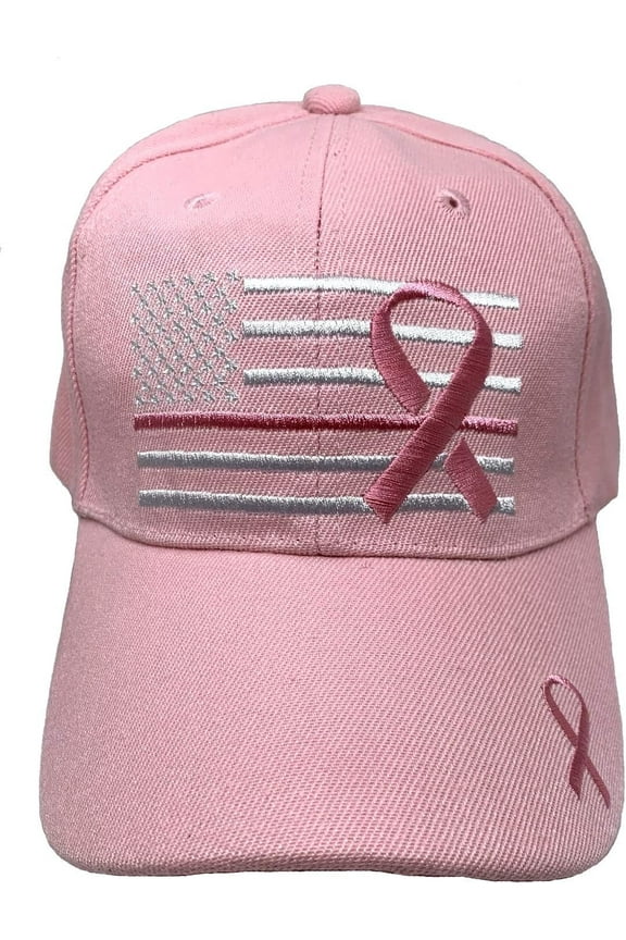Embroidered - Thin Pink Line - Breast Cancer Awareness Pink Ribbon Adjustable Baseball Hat/Cap (Pink - 1 Hat)