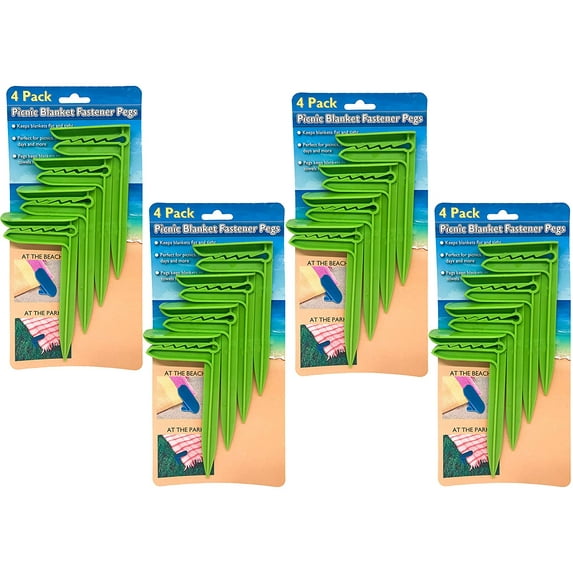 Black Duck Brand Green Picnic Blanket Fastener Pegs (16 Total Blanket Fasteners)