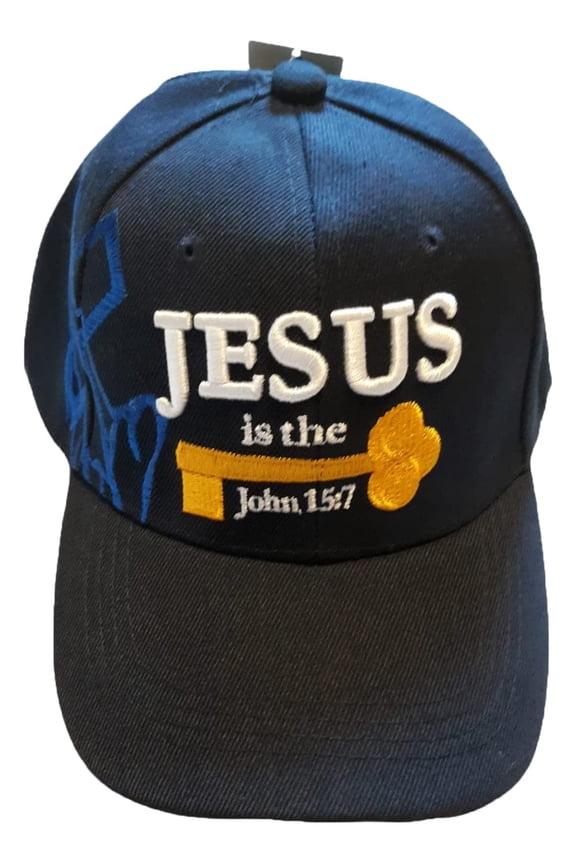Jesus is The Key 3D Embroidered Jesus Christian Baseball Cap/Hat (Blue)