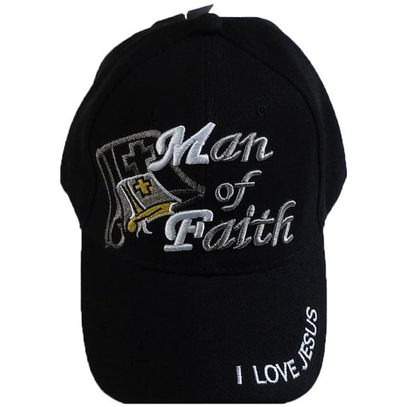 Black Duck Brand Man of Faith I Love Jesus Adjustable Baseball Cap, Multiple Colors Available (Black)