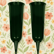 Black Duck Brand Set of 2 Green Cemetery Vases - 9.75"x3" Including Stake - Green to Blend with Turf