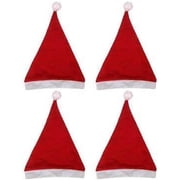 Black Duck Brand Set of 4 Felt Large Holiday Christmas Red Santa Hat with Plush Cuff!