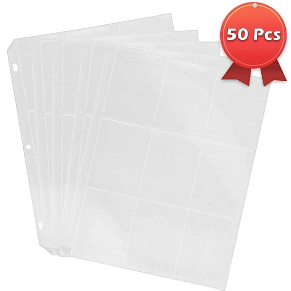Black Duck Brand Trading Card Protector Sheets - 9 Pocket X 50 Plastic Pages Holds 450 Cards (3-Ring Binder Compatible)