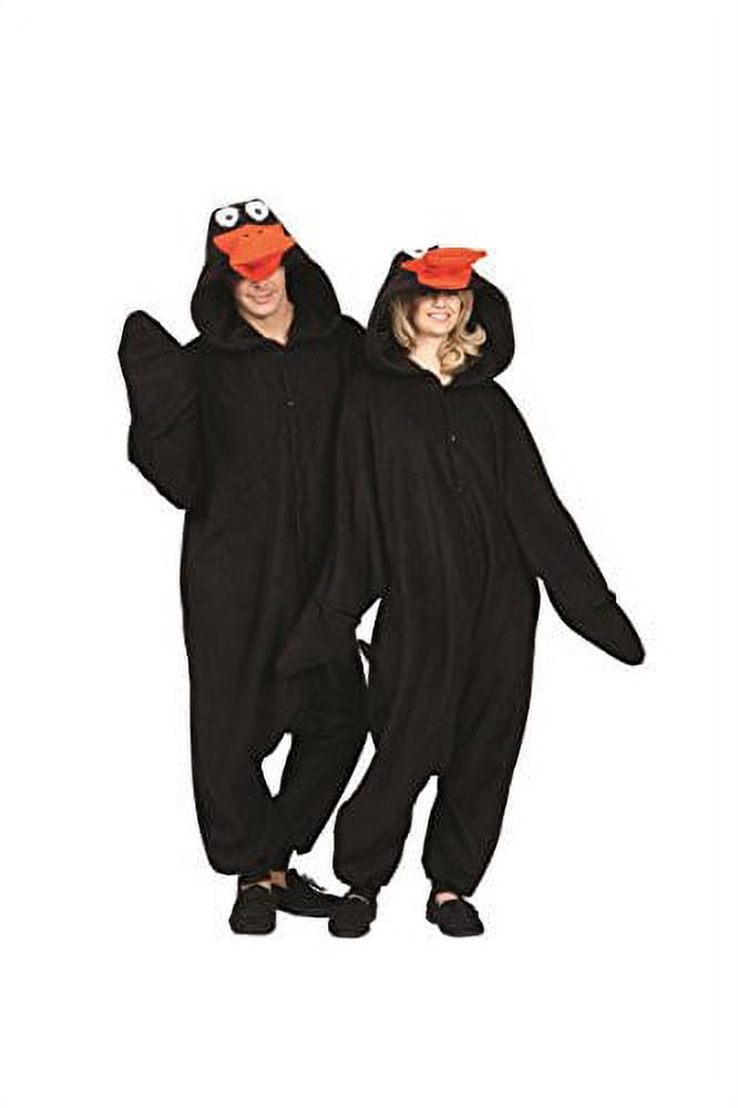Black Duck Daffy Adult Funsie Costume: Union Suit with Hood, Beak