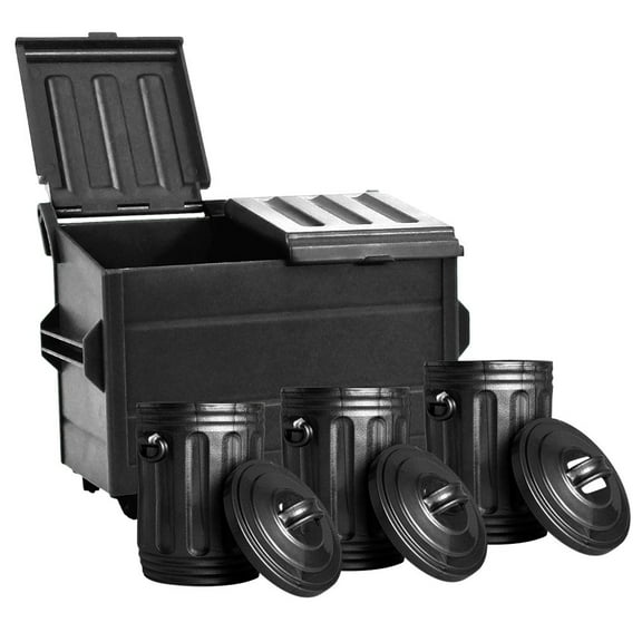 Black Dumpster & 3 Trash Cans for WWE & AEW Wrestling Action Figures
