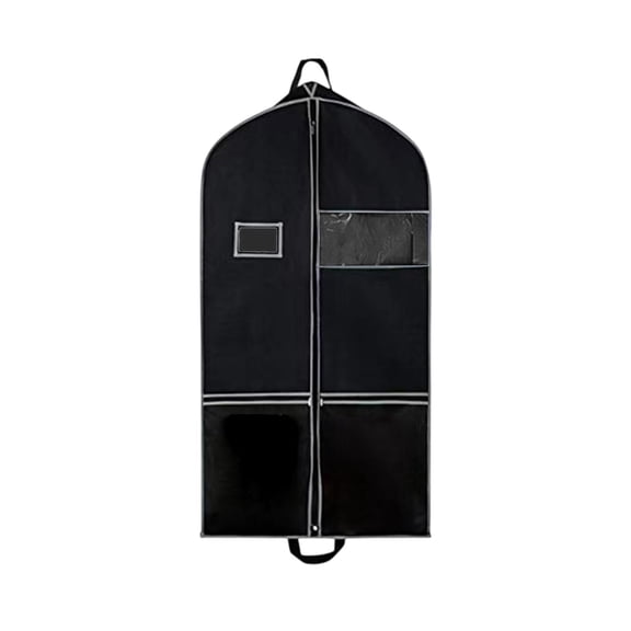 Black Dust And Moisture Proof Garment Bag For Suit Storage And Travel With Transparent Window And Sturdy Handles 43.3X23.6 Inch