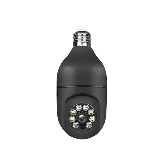 Black E27 Bulb WiFi PTZ Camera,4MP HD,Night Vision&Two-Way Audio for Home Shop Indoor Security