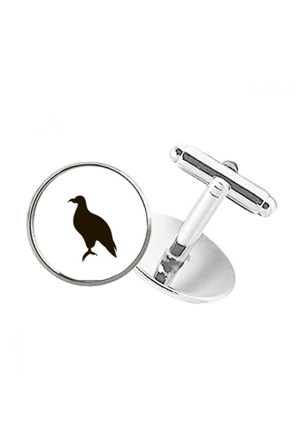 Black Eagle Cute Animal Portrayal Round Button Cuff Clip Stud Cufflinks
