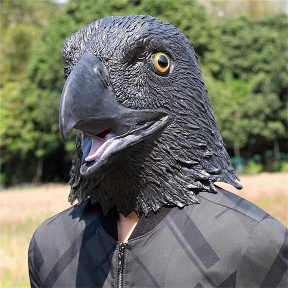 Black Eagle Mask Costume,Full Head Birds Mask,Eagle Head Mask,Latex eagle Mask for Halloween Party Carnival