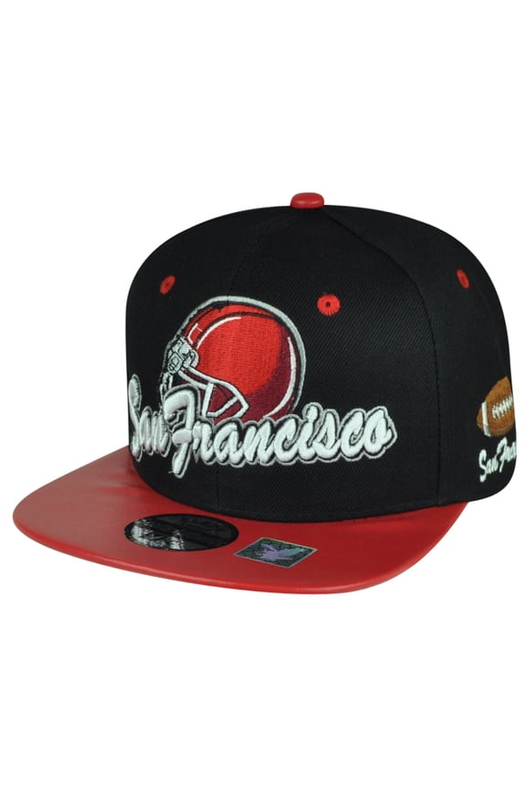 San Francisco Cali Football Black Snapback Red Flat Bill Hat Cap