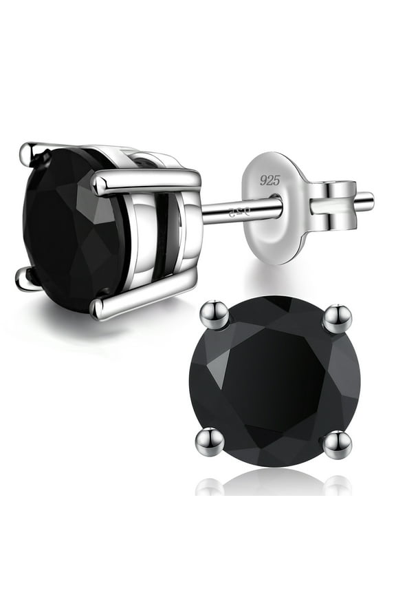 Black Earrings Stud for Men Women Diamond Earrings Black Stud Earrings Mens Diamond Earrings Black Cubic Zirconia Stud Earrings Sterling Silver Earrings Black Diamond Studs Silver Earrings 4mm