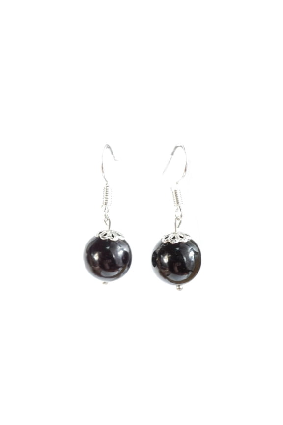 Black Earrings for Women Handmade Baltic amber