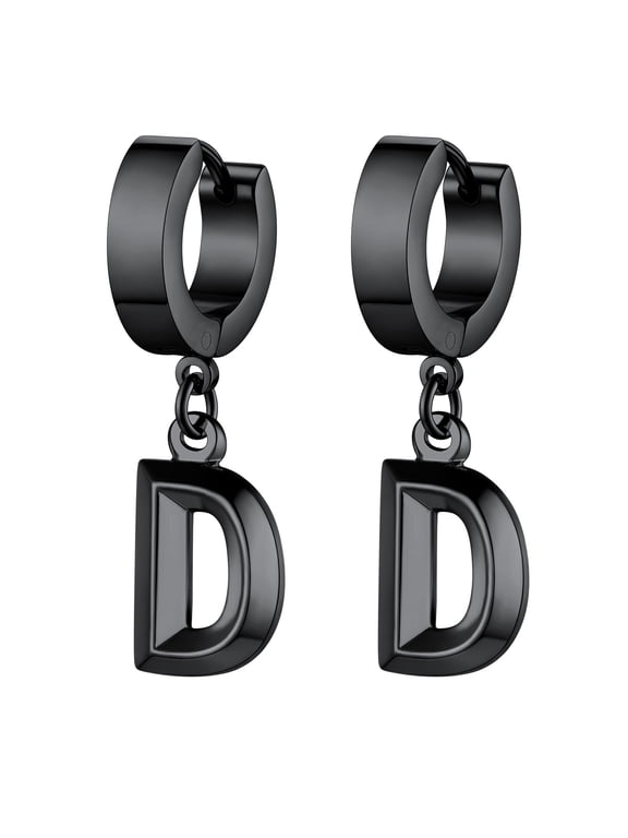 Black Earrings for Women Initial D Drop Earrings Stainless Steel Jewelry Birthday Valentines Day Gifts for Girlfriend Wife Her
