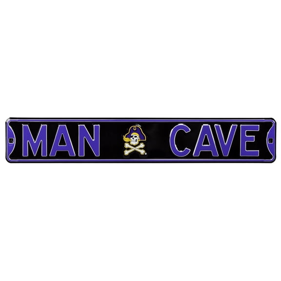 Black East Carolina Pirates 6" x 36" Man Cave Steel Street Sign