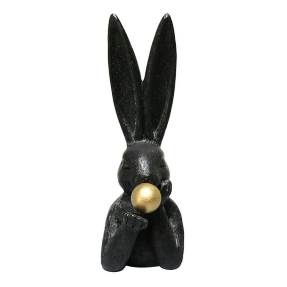 Black A Easter Bunny Ornament Garden Decoration Resin Sculpture For Outdoor Indoor Home Decor Courtyard Tabletop Spring Festival Gift 8.46X4.33X3.74In Product Size 318G 0.701Lb Gross Weigh