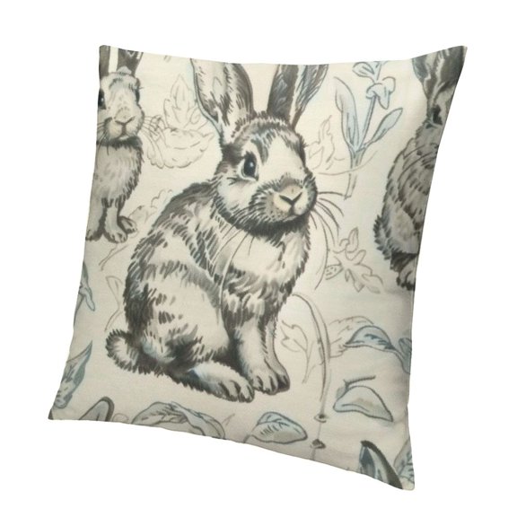 Black Easter Pillow CoversCute Bunny Rabbit Easter Themed Print Decorative Outdoor Throw Pillows Spring Decorations Holiday Cushion Covers Rustic Decor for Couch Sofa Bed