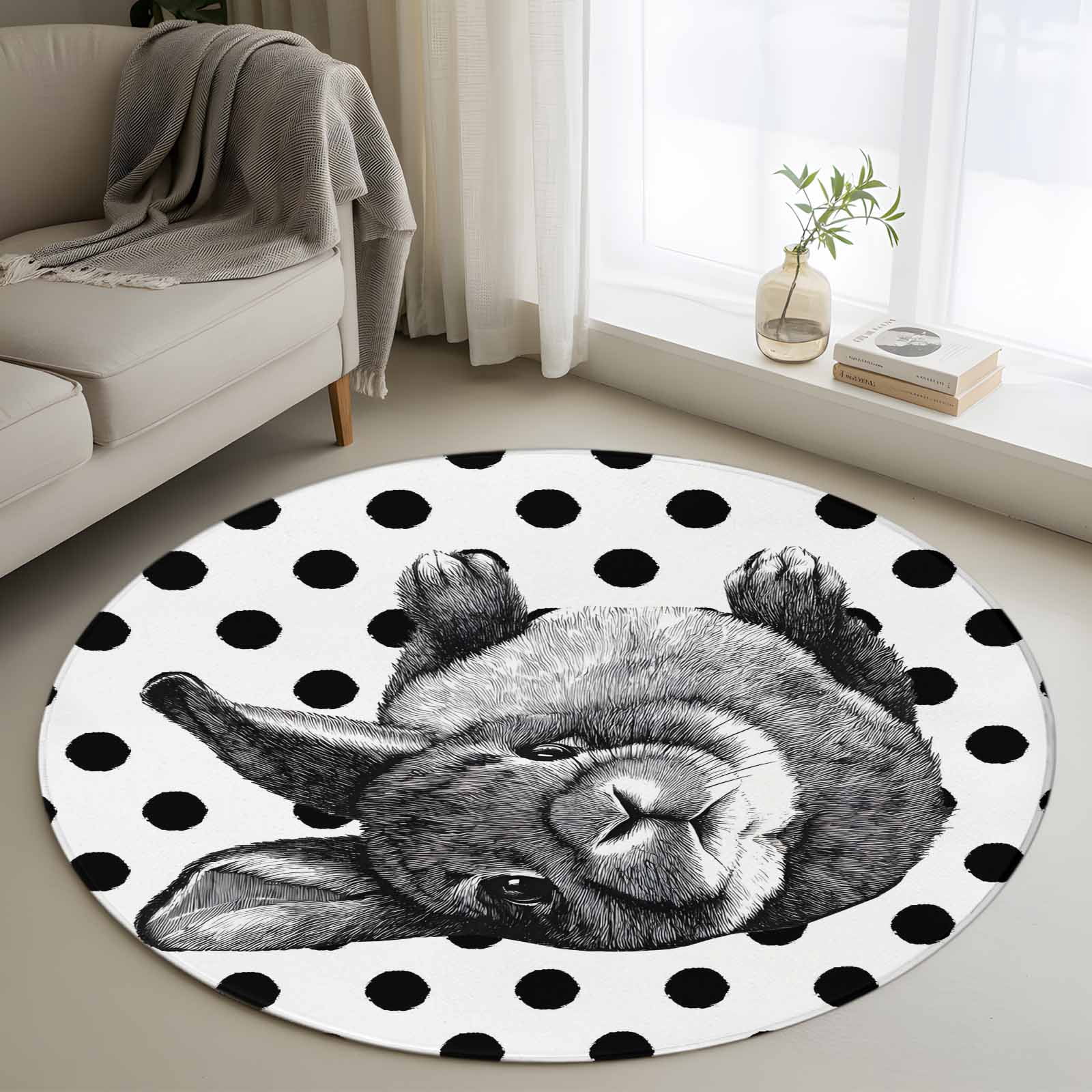 Black Easter Round Area Rug 3Ft Washable Small Circle Rugs for Kitchen ...