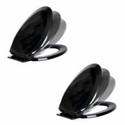 Black Easy Close No Slam Plastic Elongated Toilet Seat Set of 2 Renovator's Supply